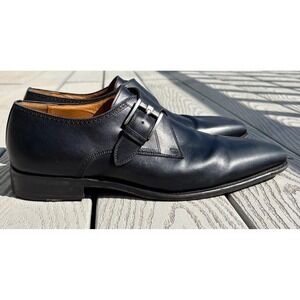 Magnanni Marco Monk Strap Dress Shoes Men's US 10 Black Leather Formal Business
